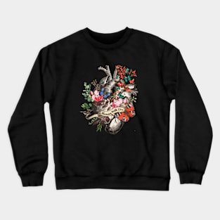 Blooming with love, floral Heart Human Anatomy butterflies, vintage style for human anatomy Crewneck Sweatshirt